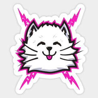 White Electric Cat Sticker